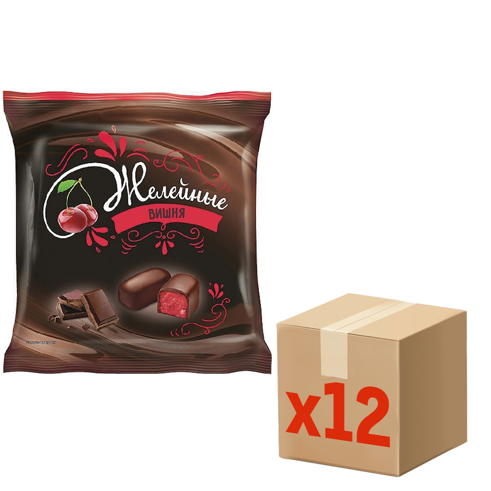 Конфеты Kdv желейные вишневые глазированные, 500г x 12 шт