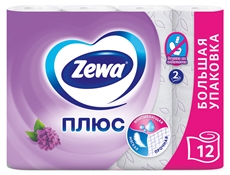 Туалетная бумага Zewa Плюс Сирень 2-слойная, 12 рулонов