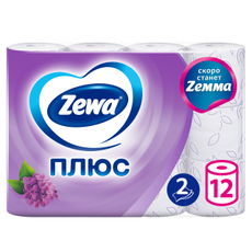 Туалетная бумага Zewa Плюс Сирень 2-слойная, 12 рулонов