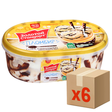 Мороженое пломбир Золотой стандарт с суфле и шоколадным наполнителем, 475г x 6 шт