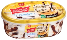 Мороженое Золотой стандарт Пломбир суфле и шоколадным наполнителем контейнер, 475г x 6 шт