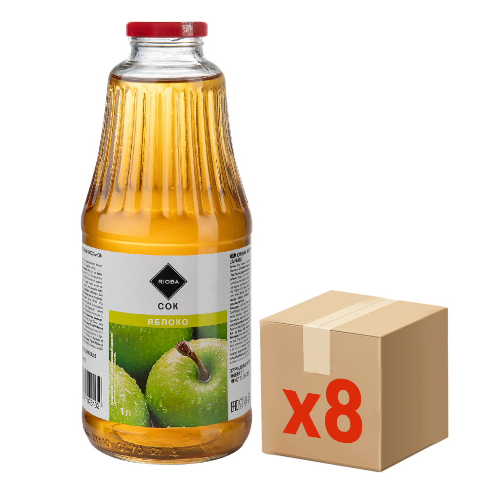RIOBA Сок яблочный, 1л x 8 шт