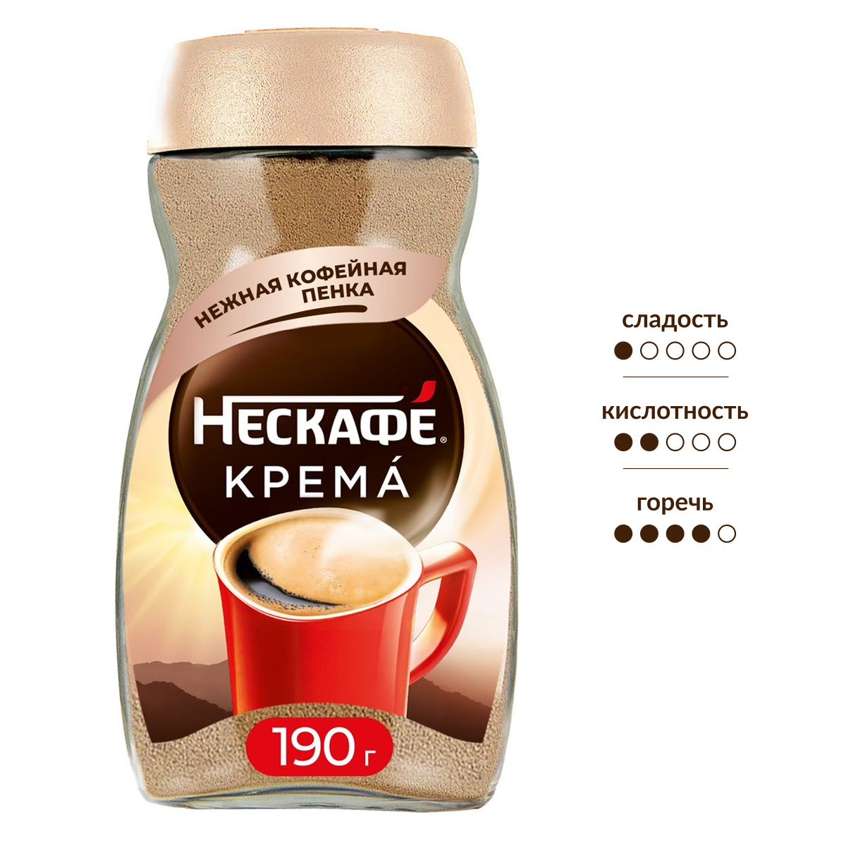 Изображение товара Кофе Нескафе Крема растворимый, 190г