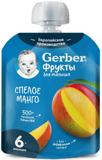 Пюре фруктовое детское Gerber Спелое манго с 6 месяцев, 90г