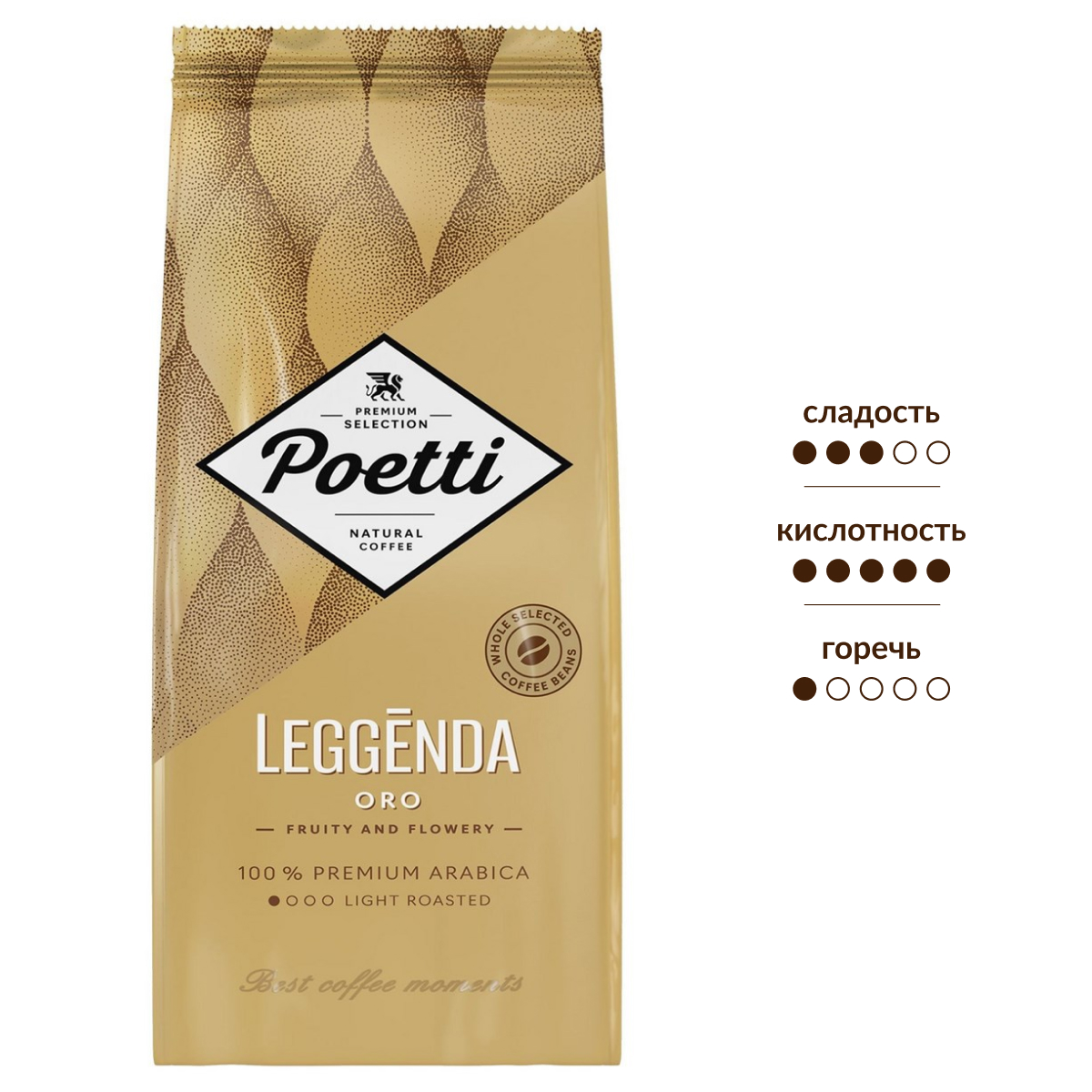Изображение товара Кофе Poetti Leggenda Oro в зернах светлая обжарка 1кг Россия