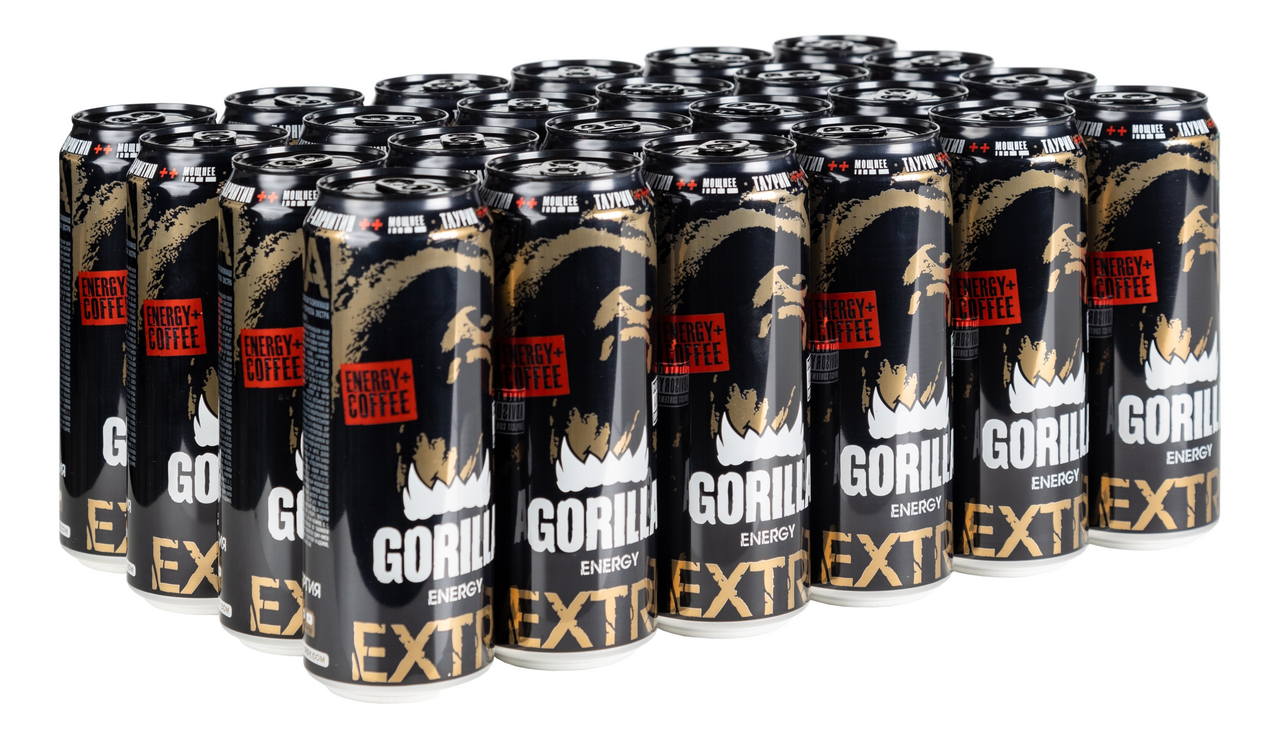 Энергетический напиток Gorilla Extra Energy, 450мл x 24 шт купить с  доставкой на дом, цены в интернет-магазине