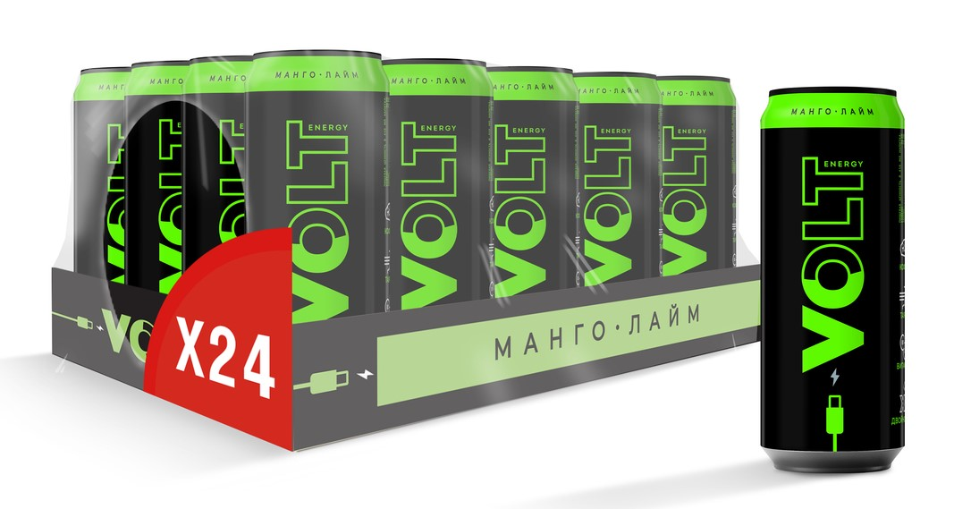 Энергетический напиток Volt Energy Манго-лимон, 450мл x 24 шт