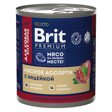 Корм влажный Brit для собак индейка, 750г