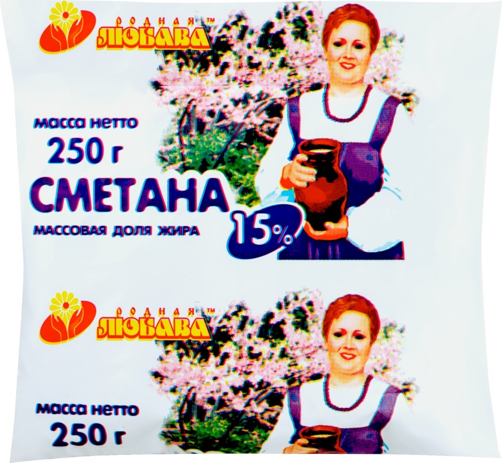 Сметана Родная Любава 15%, 250г