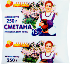 Сметана Родная Любава 15%, 250г