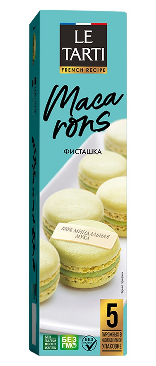 Пирожное Le Tarti миндальное макарон с фисташкой, 60г