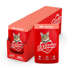 Корм влажный Дарлинг для взрослых кошек с лососем в подливе, 75г х 26 шт