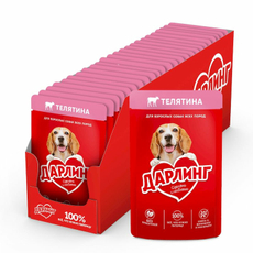 Корм влажный Дарлинг для взрослых собак с телятиной в подливе, 75г х 26 шт