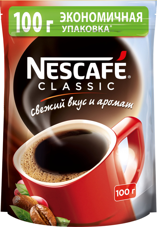 Кофе Нескафе Классик натуральный растворимый гранулированный, 100г ...