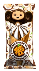 Мороженое Чебурашка Пломбир ванильный 15% с шоколадным топпингом, 70г