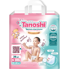 Подгузники-трусики Tanoshi XXL 17-25кг, 26шт