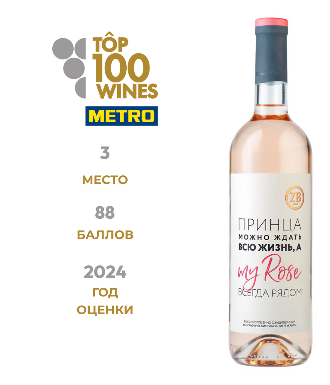 Изображение товара Розовое сухое вино ZB Wine Принца 0.75л Россия Крым