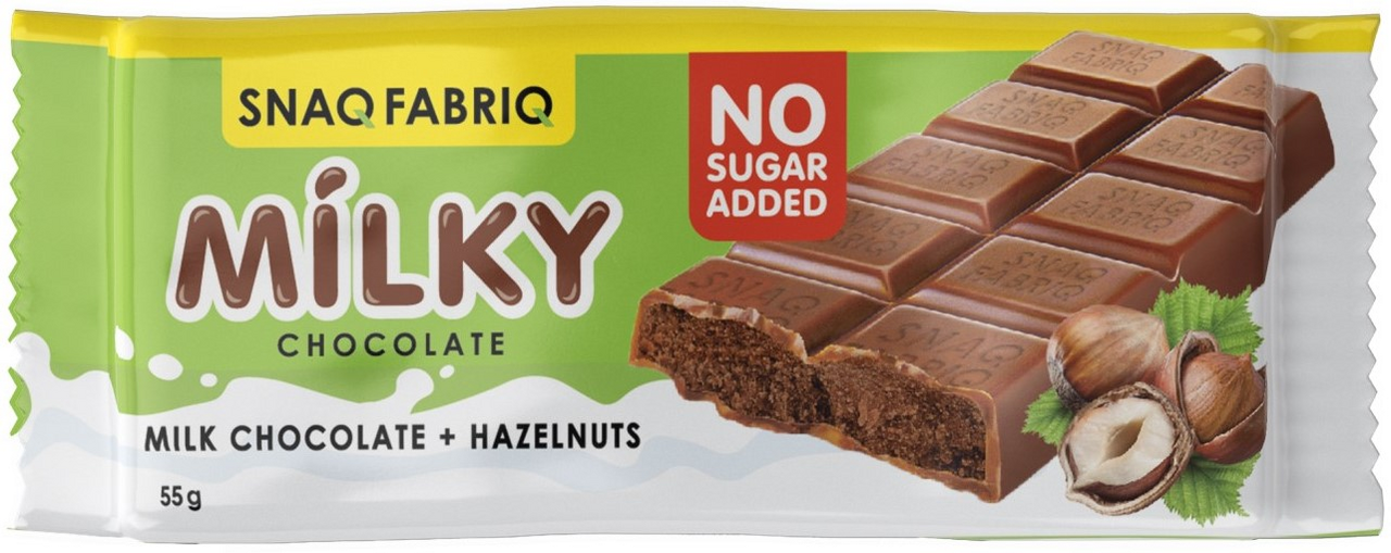 Изображение товара Шоколад Snaq Fabriq Milky молочный с шоколадно-ореховой пастой без сахара, 55г