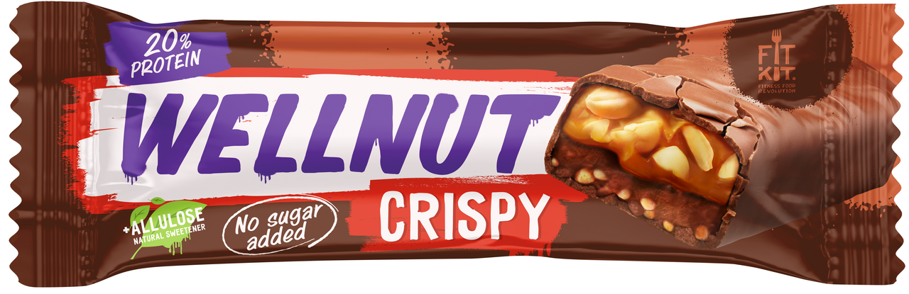 Изображение товара Батончик протеиновый Fit Kit Wellnut Арахис-карамель без сахара, 45г