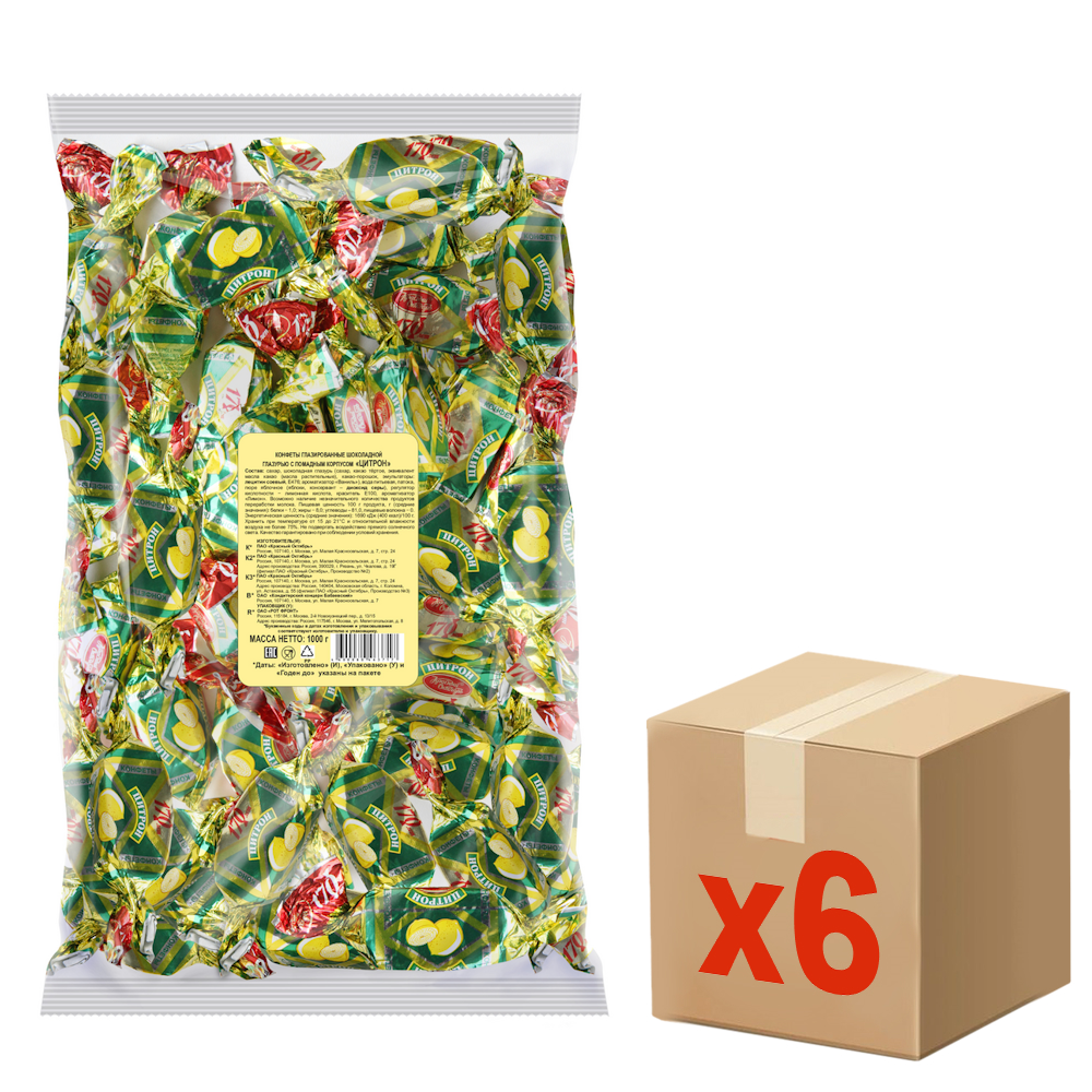 Конфеты Красный Октябрь Цитрон, 1кг x 6 шт