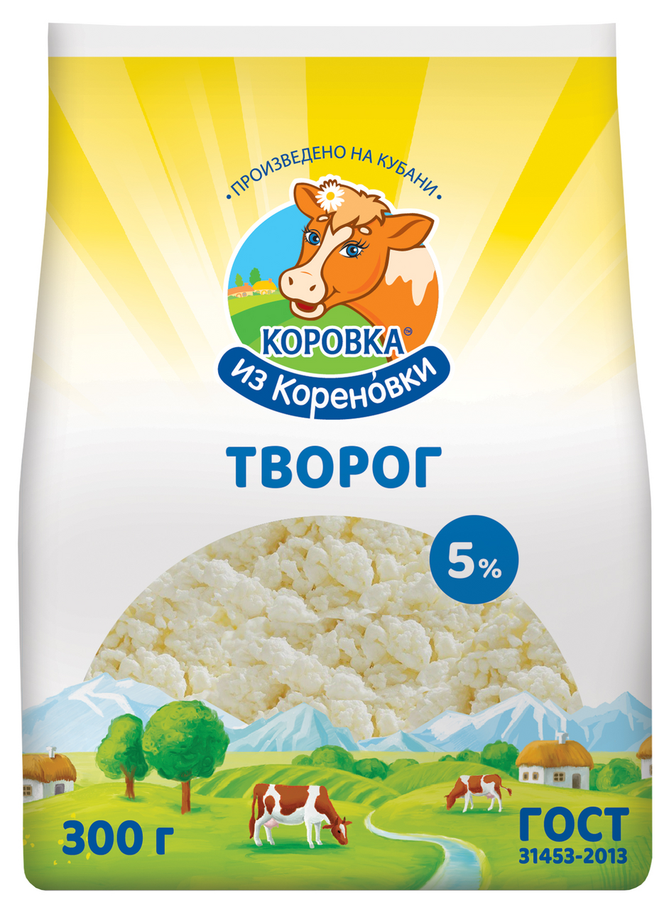 Творог Коровка из Кореновки 5%, 300г купить с доставкой на дом, цены в  интернет-магазине