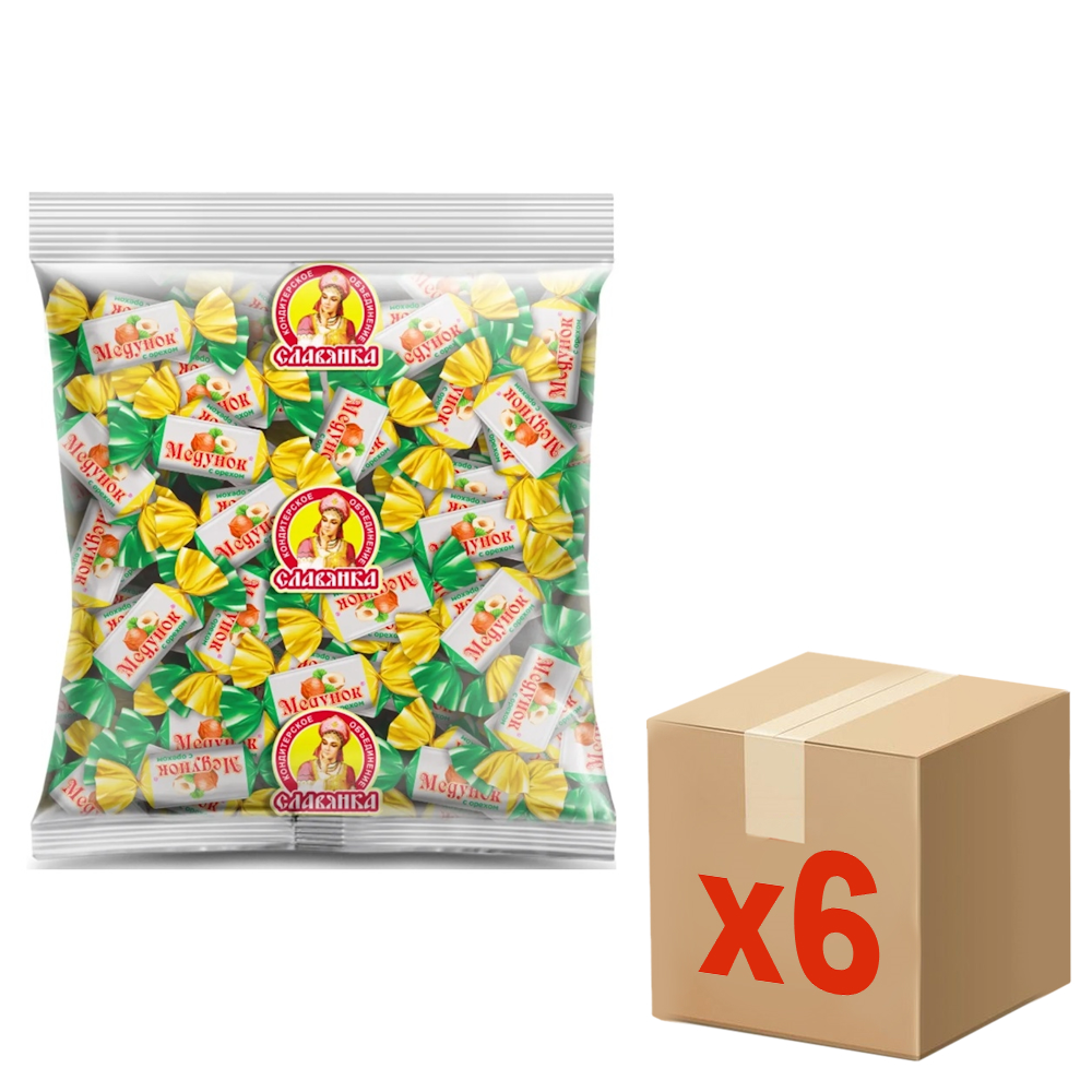 Конфеты Славянка Медунок с орехом, 1кг x 6 шт