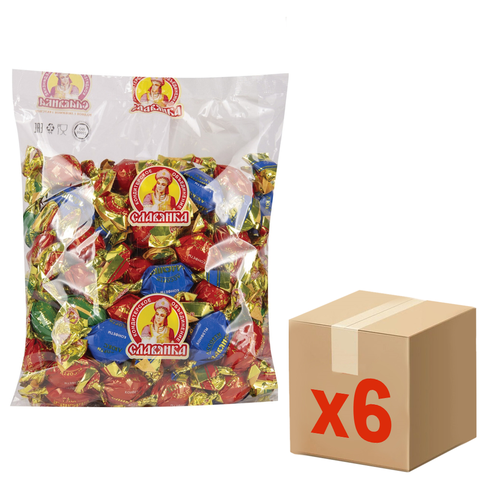 Конфеты Славянка люкс шоколадные ассорти, 1кг x 6 шт