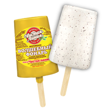 Мороженое пломбир Чистая Линия Волшебный фонарь Ванильное с шоколадной крошкой на палочке, 80г