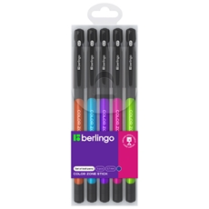 Ручка Berlingo Color Zone stick шариковая синяя, 5шт