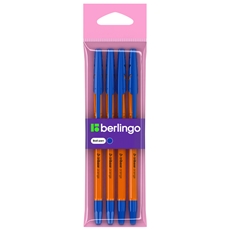 Ручка Berlingo Tribase Orange шариковая синяя, 4шт