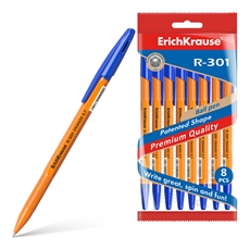 Ручка Erich Krause Orange шариковая R-301 синяя 0.7мм, 8шт