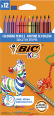 Цветные карандаши в полоску BIC Kids, 12 цветов