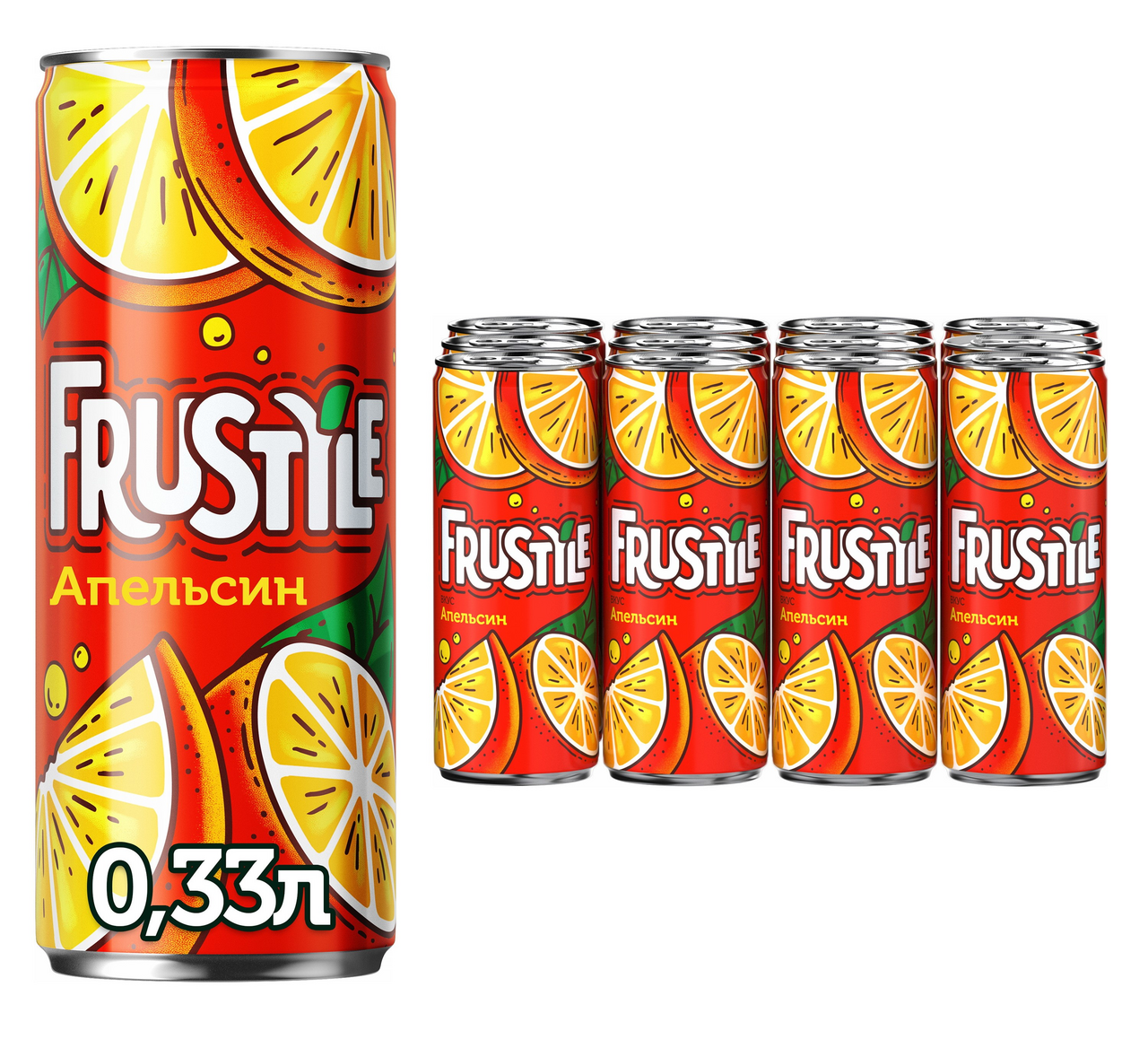Напиток Frustyle газированный апельсин, 330мл x 12 шт