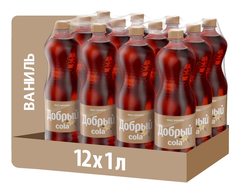 Напиток Добрый Cola Ваниль газированный, 1л x 12 шт купить с доставкой на  дом, цены в интернет-магазине