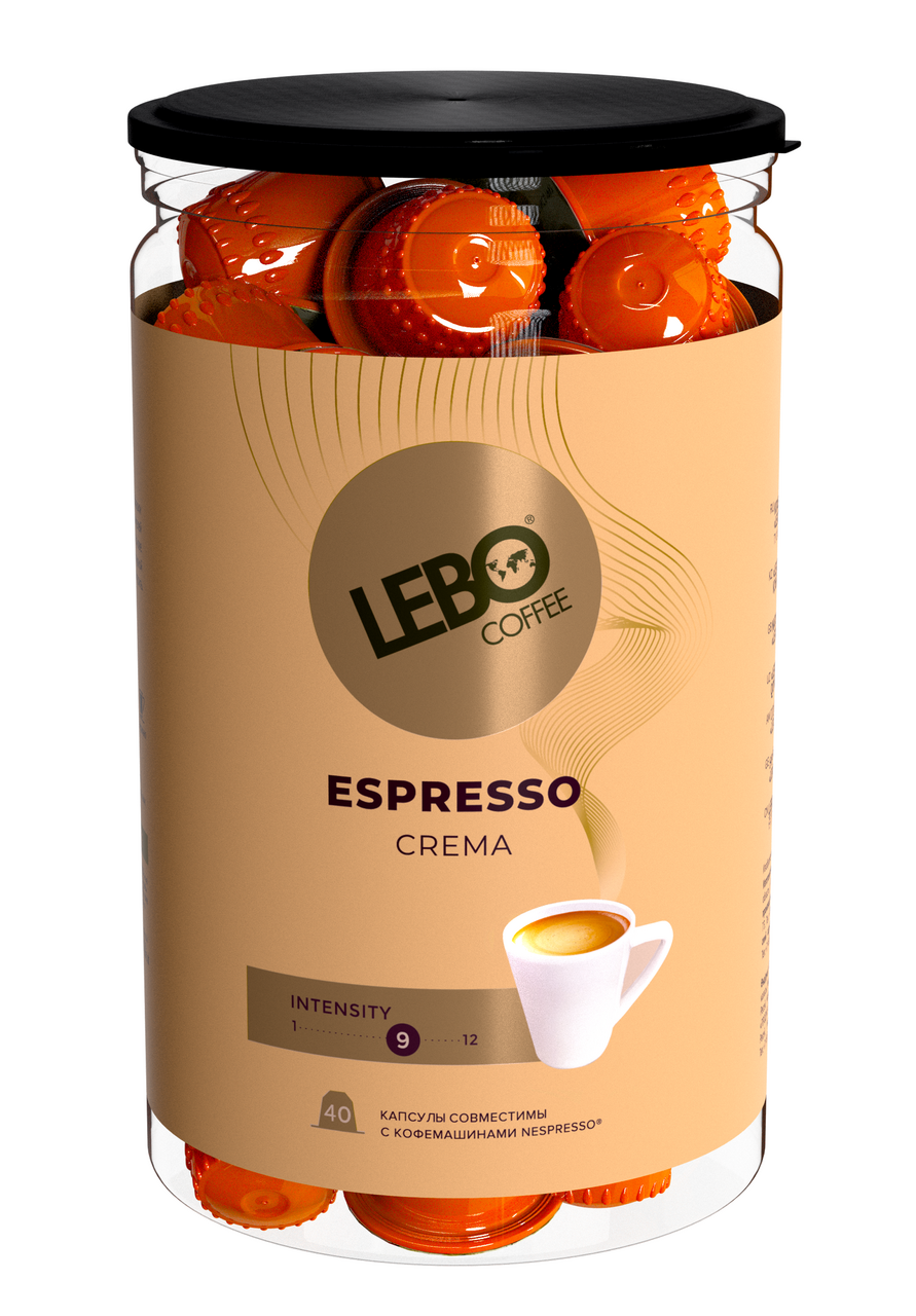 Кофе в капсулах Lebo Espresso Crema для кофемашин Nespresso 40 шт, 220г  купить с доставкой на дом, цены в интернет-магазине