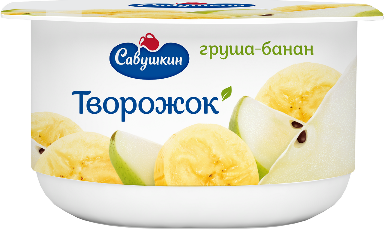 Творожок Савушкин продукт груша-банан 3.5%, 120г купить с доставкой на дом,  цены в интернет-магазине