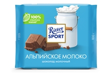 Шоколад Ritter Sport молочный Альпийское молоко, 100г