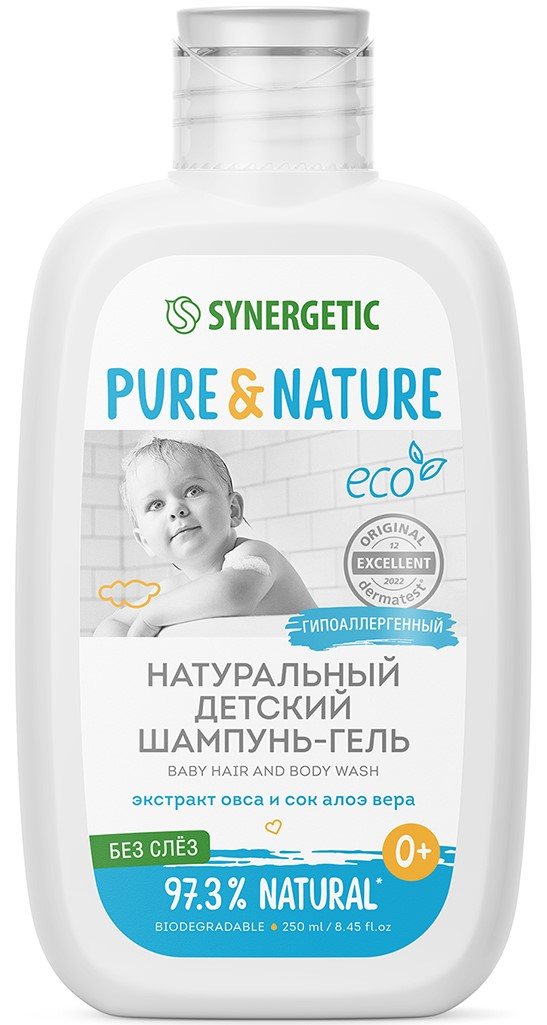 Изображение товара Гель для душа и шампунь детский Synergetic Без слез Экстракт овса-алоэ вера, 250мл