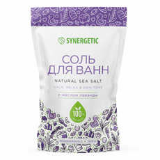 Соль для ванн Synergetic с маслом лаванды, 1кг