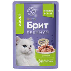 Корм влажный Брит для кошек ягненок в желе, 85г