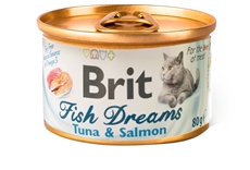 Корм влажный Brit для кошек тунец-лосось, 80г