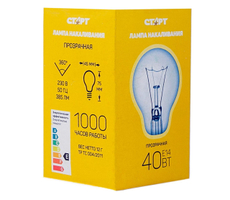 Лампа накаливания Старт E14 40W 230V шар ДШ прозрачная