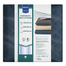 METRO PROFESSIONAL Покрывало двустороннее синее-светло-серое полиэстер-синтепон, 150 x 200см