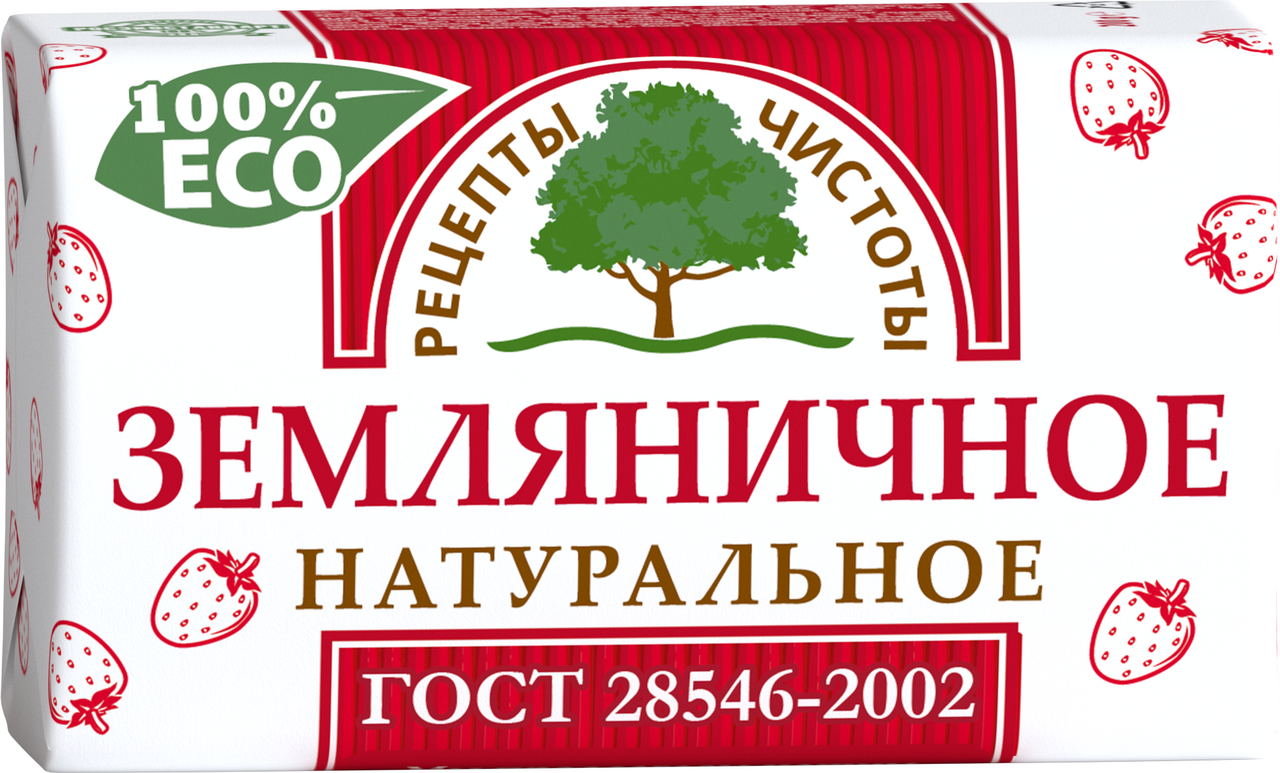 Мыло туалетное Рецепты чистоты земляничное, 180г купить с доставкой на дом,  цены в интернет-магазине