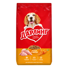 Корм сухой Дарлинг для взрослых собак с птицей и добавлением овощей, 2кг
