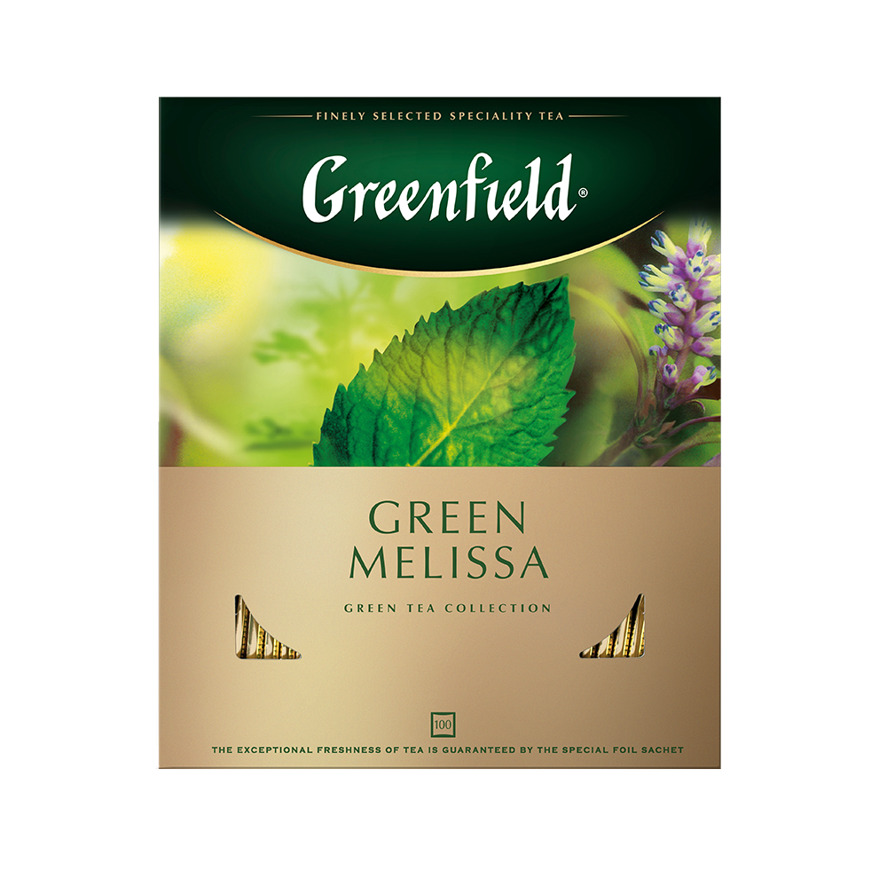 Чай GREENFIELD Green Melissa зеленый пакетированный, 100х1,5г