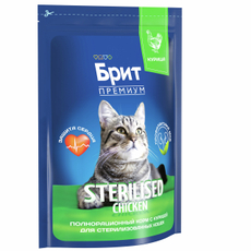 Корм сухой Брит для стерилизованных кошек курица, 800г