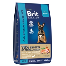 Корм Brit для взрослых собак с чувствительным пищеварением лосось-индейка, 8кг