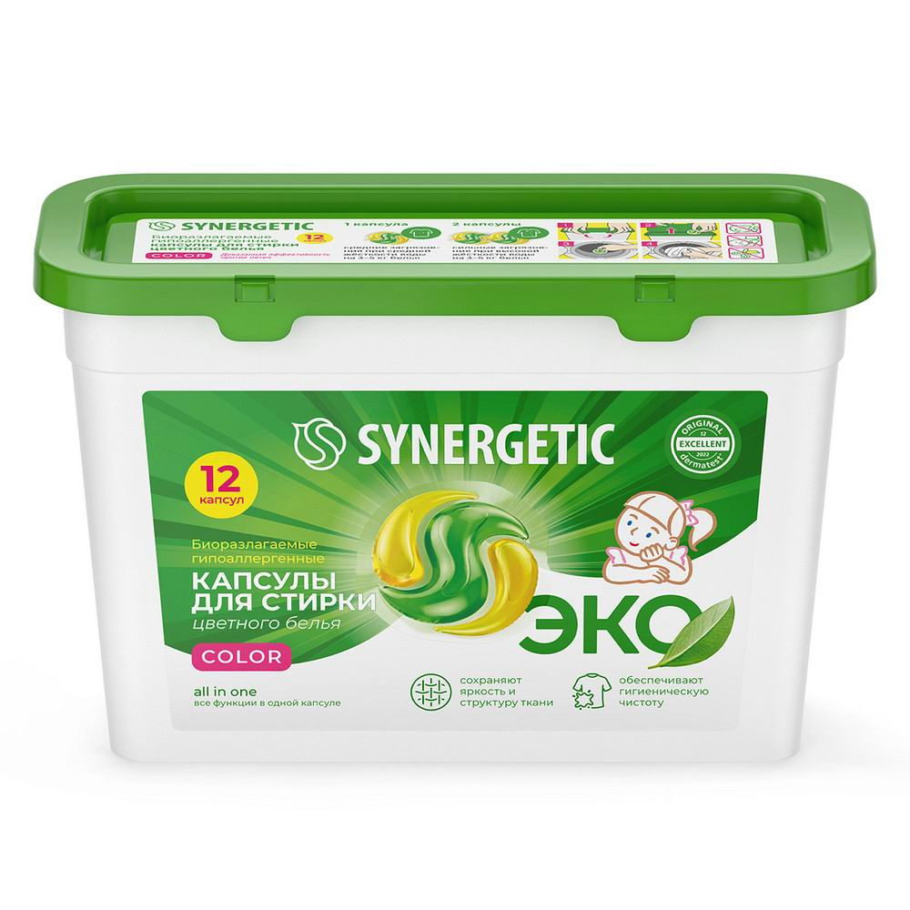 Изображение товара Капсулы для стирки Synergetic Color, 12шт
