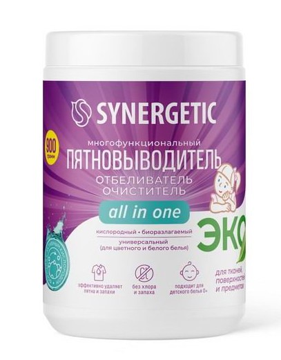 Изображение товара Отбеливатель-пятновыводитель Synergetic кислородный, 900г
